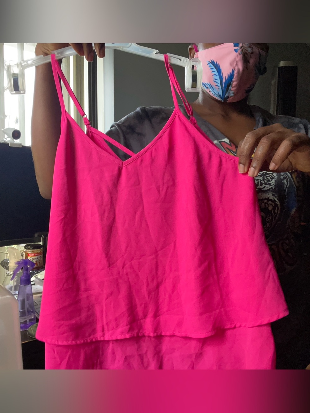 Bright Pink Women's Spaghetti Strap Tank Top